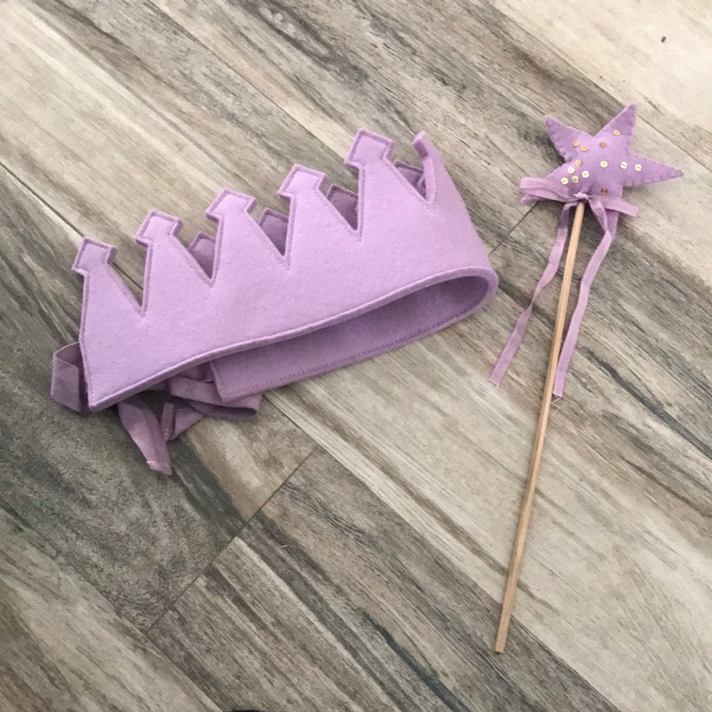 👑 FELT CROWN & STAR WAND PURPLE FOR COSTUME PLAY ONE SIZE FITS ALL!